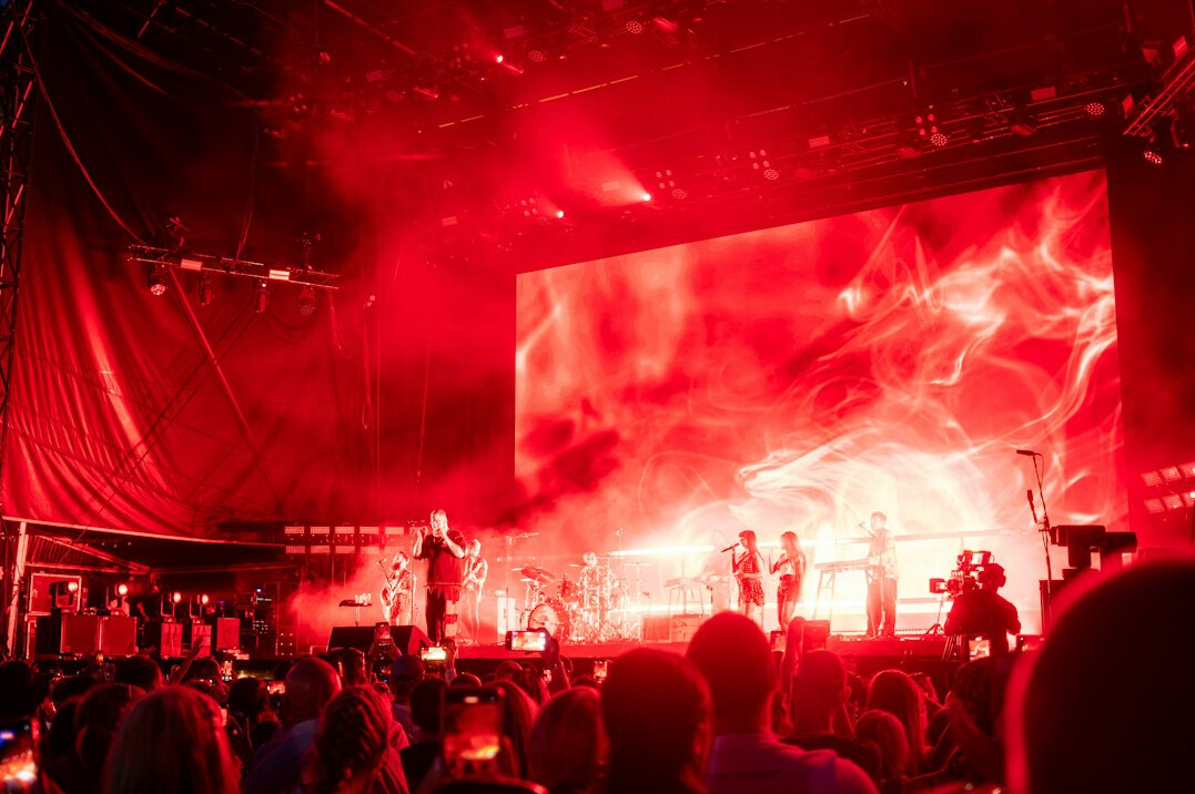 Stage with lighting and screens prepared for a live show